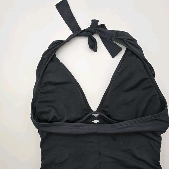 Bleu Rod Beattie Swim Women 10 Black Bathing Suit One Piece Bikini Halter Ruched - Picture 6 of 10